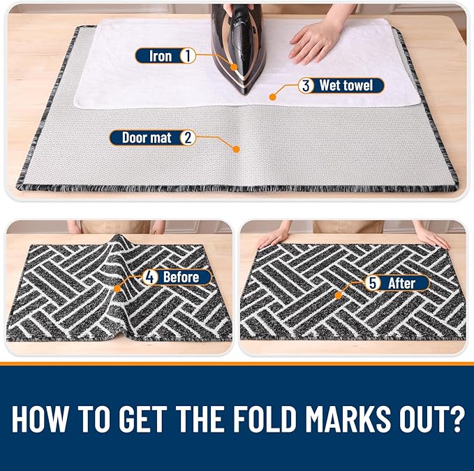 OLANLY Indoor Door Mat, 48x32 Inch, Dirt Resistant and Absorbent, Non-Slip Rubber Backing Floor Mats, Easy Clean Low-Profile Doormat for Entryway, Front Door, and Inside Entrance, Black - Image 8