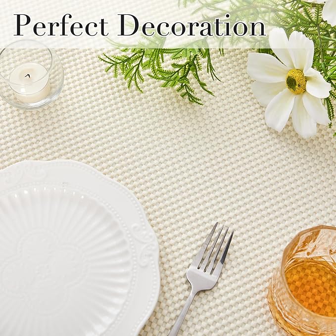 Beautysaid Shelf and Drawer Liner for Kitchen Cabinet, Non Adhesive Non Slip Shelf Paper Thickened for Dresser Pantry Shelve Bathroom Protector Liner Breathable Mat(Cream White Weave,23.6 in x 10 FT) - Image 5