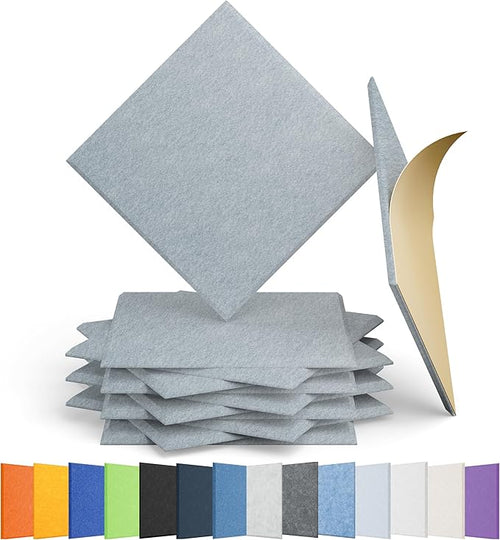 12 Pack Acoustic Panels Self Adhesive Sound Proof Foam, High Density Sound Acoustic Panel, 12X12X0.4 Inch Square Panels in Home, Office, Reccording Room, Studio,and more(Blue Gray) by Amantech