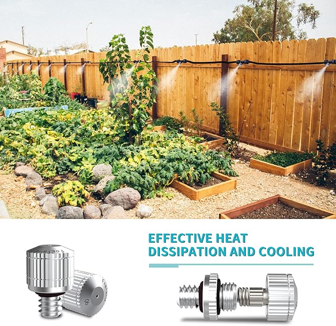Fogland Misting Nozzles for Cooling System:35pcs Clogging-Prevent Cleanable Stainless Steel Mist Nozzles 0.024" Orifice 10/24 UNC for Patio Garden Trampoline - Image 2