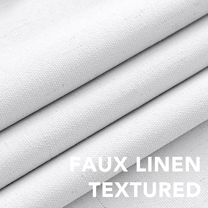 H.VERSAILTEX 100% Blackout Curtains for Bedroom Thermal Insulated Linen Textured Curtains Heat and Full Light Blocking Drapes Living Room Curtains 2 Panel Sets, 52x72 - Inch, Pure White - Image 4