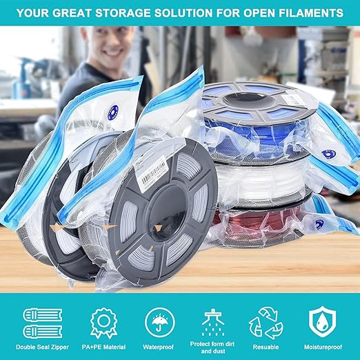 20PCS 3D Printer Filament Vacuum Storage Bags, 3D Printing Filament Spools Storage Set with Desiccants, Perfect for 3D Filament Spool Storage or Using After Filament Dryer Box - Image 2