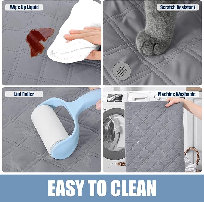 Smiry Waterproof Dog Bed Cover Pet Blanket, Soft Washable Dog Blanket for Furniture Bed Couch Sofa Reversible, Checkered (40"x70", Grey/Grey) - Image 5