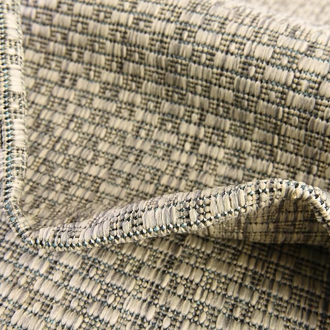 Unique Loom Collection Casual Transitional Solid Heathered Indoor/Outdoor Flatweave Area Rug (13' Square, Light Gray/Ivory) - Image 6