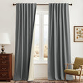 RYB HOME Grey Linen Blackout Curtains for Sliding Glass Door, 100% Blackout Linen Textured Thermal Privacy Modern Drape Panels for Dining Room Large Window, 52" W x 90" L, 2 Panels Set by RYBHOME