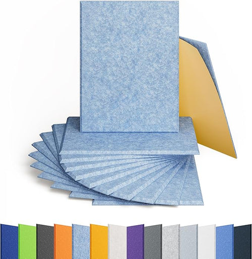 12 Pack Acoustic Panels Self Adhesive Sound Proof Foam, High Density Sound Acoustic Panel, 16X12X0.4 Inch 4:3 Rectangle Panels in Home, Office,Reccording Room,Studio,More(Light Sky Blue) by Amantech