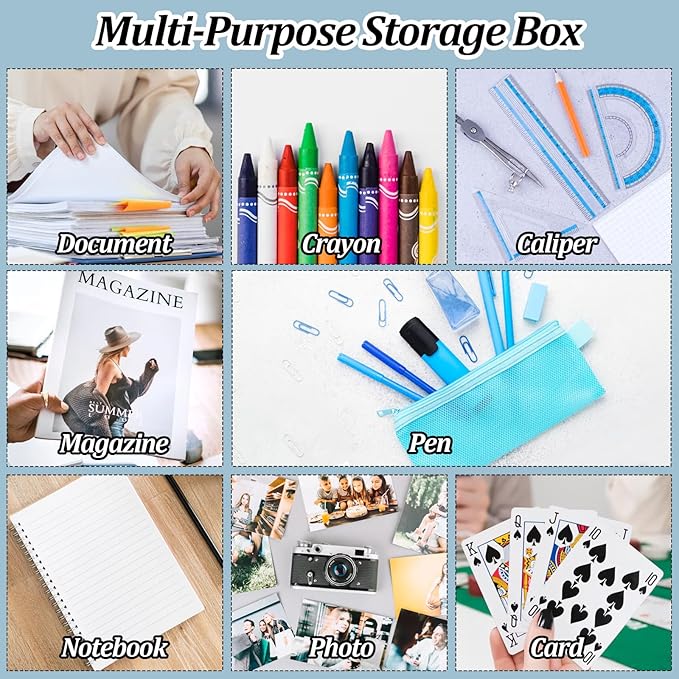 6 Pcs Clear A4 File Box Document Plastic Storage Box Paper Plastic Case Board Game Storage Containers Magazine Protector File Holder with Buckle (Colorful,12.4 x 9.65 x 1.18 Inches) ﻿ - Image 5