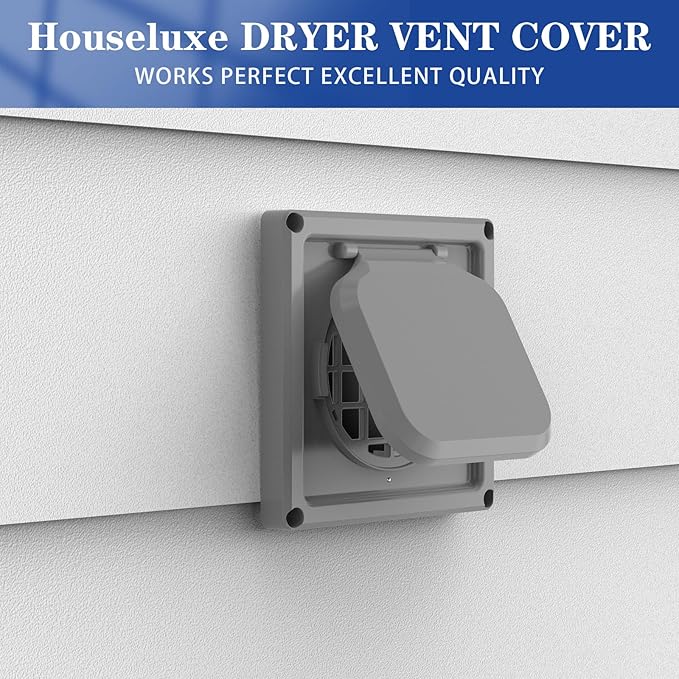 Dryer Vent Cover Outside 4 inch, Magnetic Door Design, Durable Airflow Vent with Lint Trap Screen, Thickened Material, 6 inch x 6 inch Size, Grey - Image 7