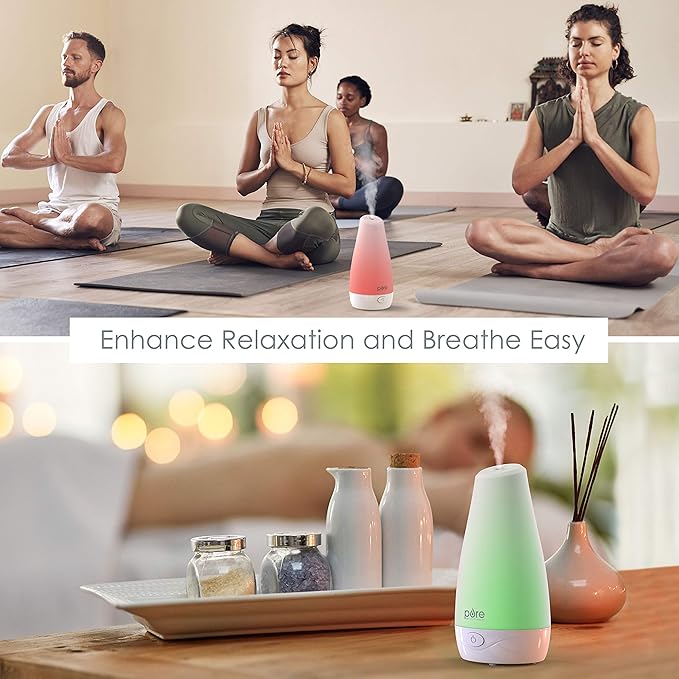 Pure Enrichment® PureSpa™ Essential Oil Diffuser - Compact Ultrasonic Aromatherapy Diffuser, Natural Air Deodorizer, 100ml Water Tank, and Optional Mood Light - Lasts Up to 7 Hours with Auto Shut-Off - Image 4