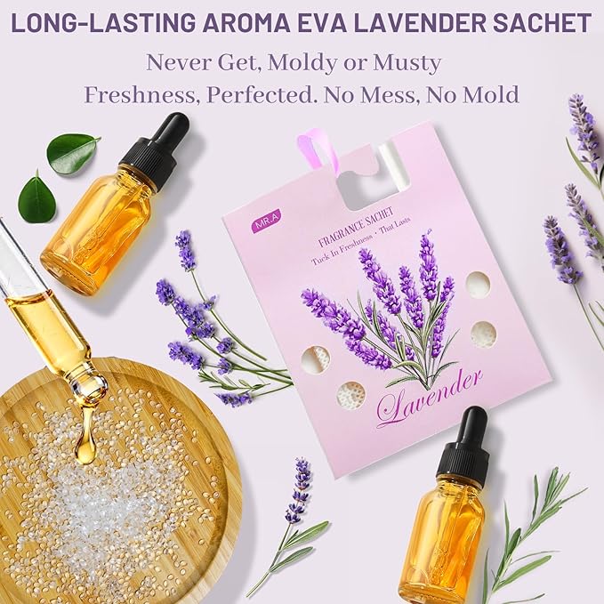13Packs Lavender Scented Sachets, Fragrance Sachet Bags for Drawers and Closets, Air Fresheners for Car and Home, Closet Deodorizer Scented Drawer Fresheners for Dresser with Hanger Hooks - Image 4