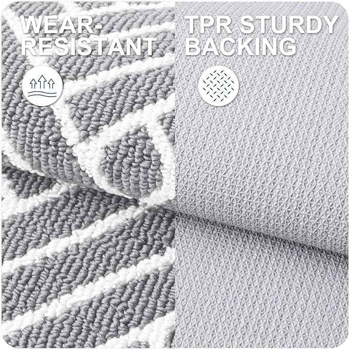 OLANLY Indoor Door Mat, 32x20 Inch, Dirt Resistant and Absorbent, Non-Slip Rubber Backing Floor Mats, Easy Clean Low-Profile Doormat for Entryway, Front Door, and Inside Entrance, Light Grey - Image 3