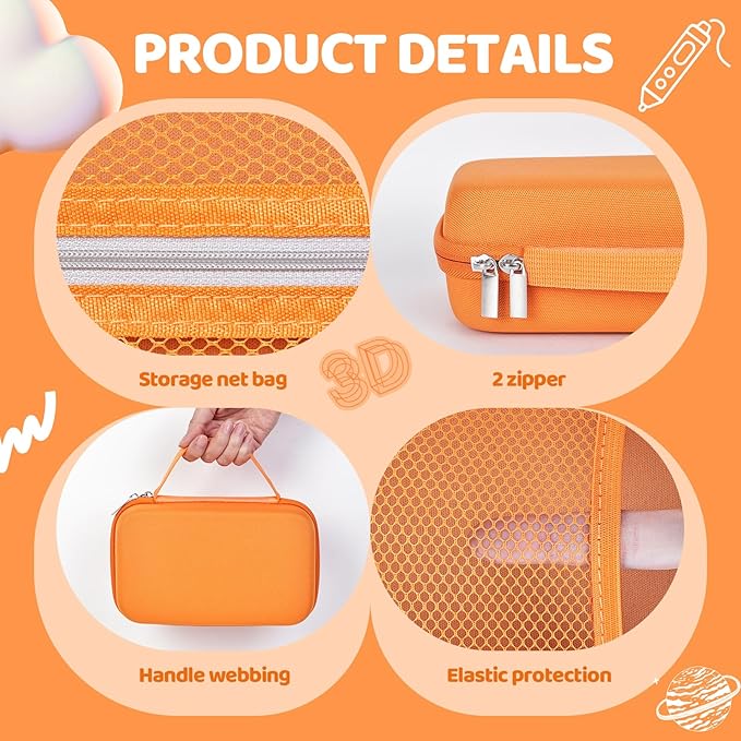 Case Compatible with 3Doodler Start+ Essentials for 3D Pen Set for Kids, Carrying Holder Fit for Printing Pens, Storage Organizer for Printing Filament Refill, Micro-USB Charger (3D-04A-Orange) - Image 4