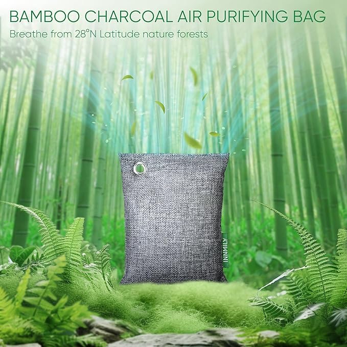 Activated Charcoal Odor Absorber,Large 4x200g w Hooks Nature Odor Eliminator for Strong Odor,Bamboo Charcoal Air Purifying Bags,Moisture Absorbers for Fresh Home Car Closet Pet,Smoke Smell Deodorizer - Image 2