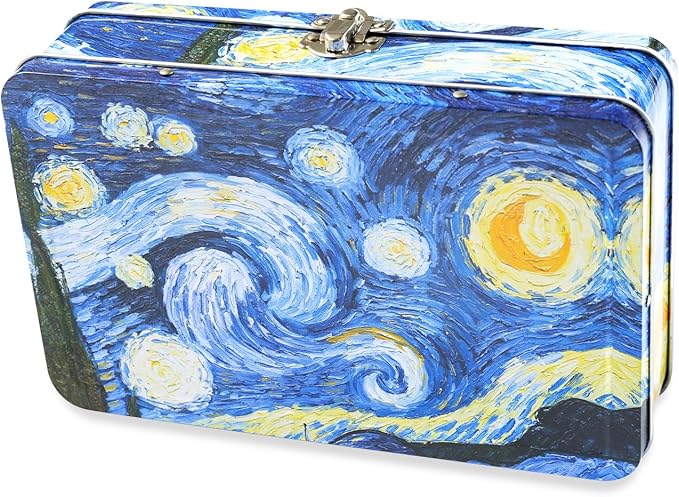 DAHO Metal Storage Box with Hinge for Office, School, Home, Makeup, Arts & Crafts and Accessories (Starry Night) by Unknown