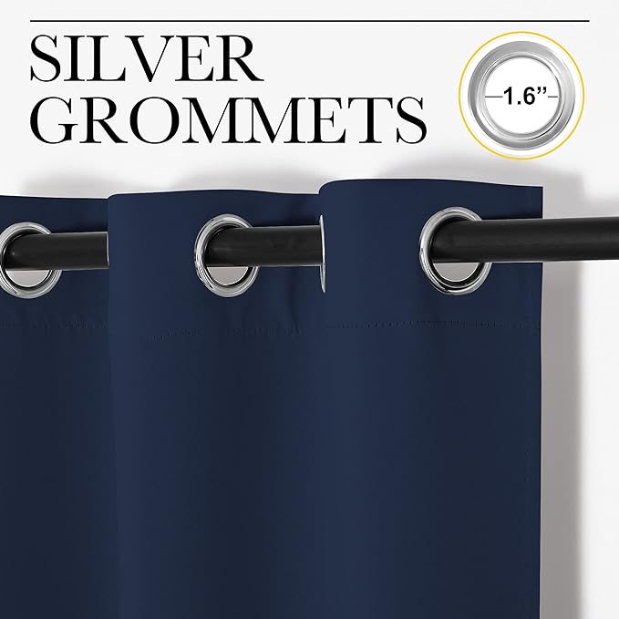 NICETOWN Blackout Curtain Panel, Navy Blue, 55 inches Wide by 68 inches Long, 1 PC, Light Blocking Room Darkening Drape/Drapery for Nursery Room, Ring Top - Image 3