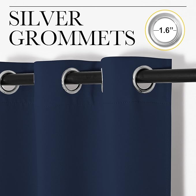 NICETOWN Doorway Curtain Privacy, Door Cover Curtain, Sound Reducing Winter Insulated Thermal Room Darkening Blackout Curtains for Bedroom, 84 inch Length (1 Panel, 5ft Wide by 7ft Long, Navy) - Image 3