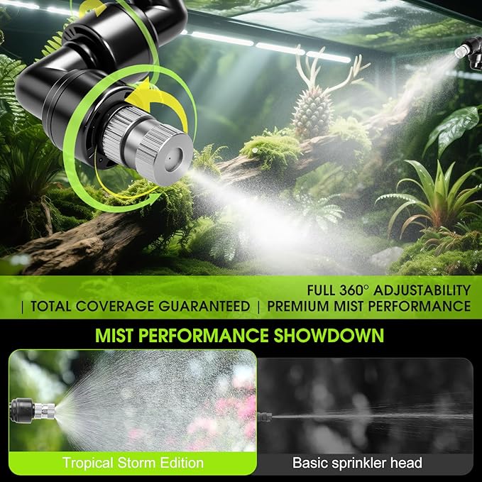 Reptile Humidifier Reptile Mister System with Timer & 360° Nozzles, Chameleons, Snakes, Frogs Misting for Terrarium, Auto Misting for Terrariums, Adjustable Nozzles & Quiet Operation - Image 4