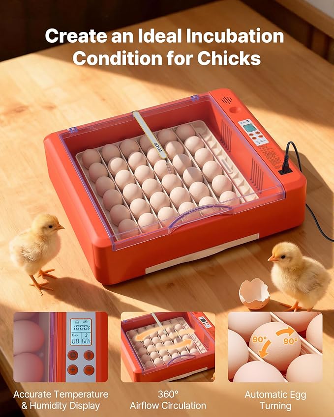 VEVOR 36 Egg Incubator, Automatic Egg Turner with LED Candler & Water Tray, Temperature & Humidity Control, 360° View Clear Window, Poultry Eggs Incubators for Hatching Chicks Ducks Goose Quails - Image 2