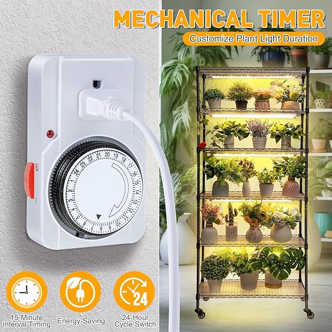 Meonum Indoor Greenhouse with Grow Lights, 6 Tier Metal Plant Shelf with Cover (30" x 13.8" x 70.8"), 5 Pack Full Spectrum Growing Lamps for Seed Starting, Grow Rack with Timer, Thermometer, pH Meter - Image 7