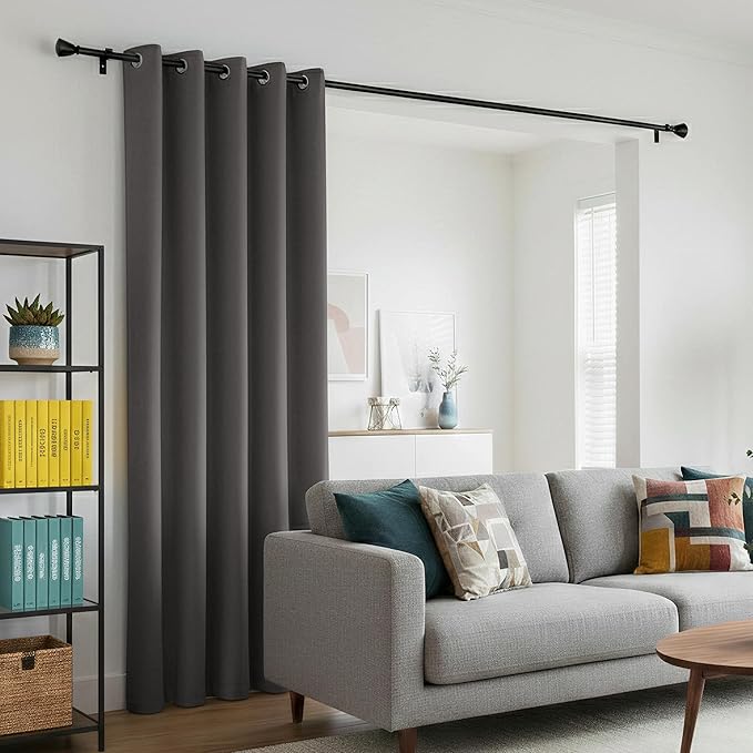 BONZER Room Dividers Curtain - Room Darkening Privacy Noise Reduce Thermal Insulating Window Curtains for Bedroom Living Room Doorway, 96L x 60W Inch (8L x 5W ft), 1 Panel, Dark Grey - Image 3