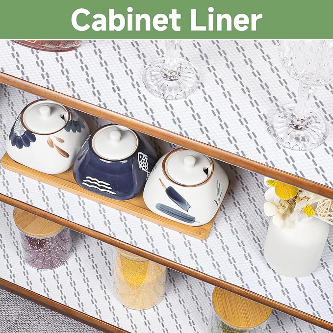 Shelf Liners 25 inch x 20 ft Shelf Liners for Kitchen cabinets nonstick Shelf Lining Drawer Mats EVA Protector for Cupboard (White Diagonal Stripes,25 inch x 20 ft) - Image 5