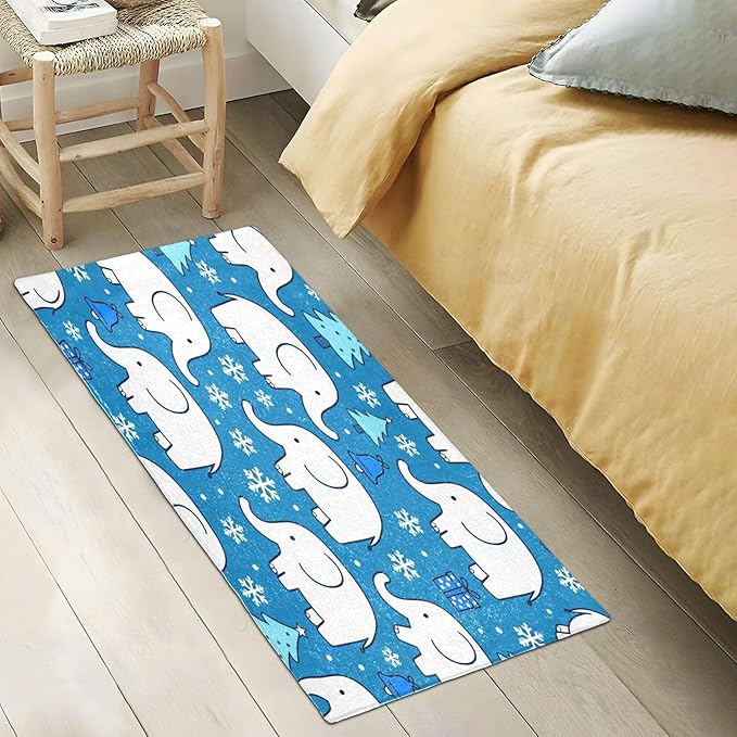 White Elephant Snowflake Blue Christmas mats Non Slip Anti-Mold Bath Rugs for Bathroom for Indoor Doormat Accessories decoración 39 x 20 in alfombra para ba?o - Image 5