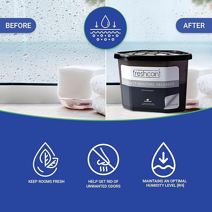 Freshcant Moisture Absorber Bundle, Room and Closet Freshener, Moisture and Odor Absorber for Home, Rooms, Basement, Garage, Prevents Musty Odor, Controls Moisture, Pack of 3, Charcoal - Image 4
