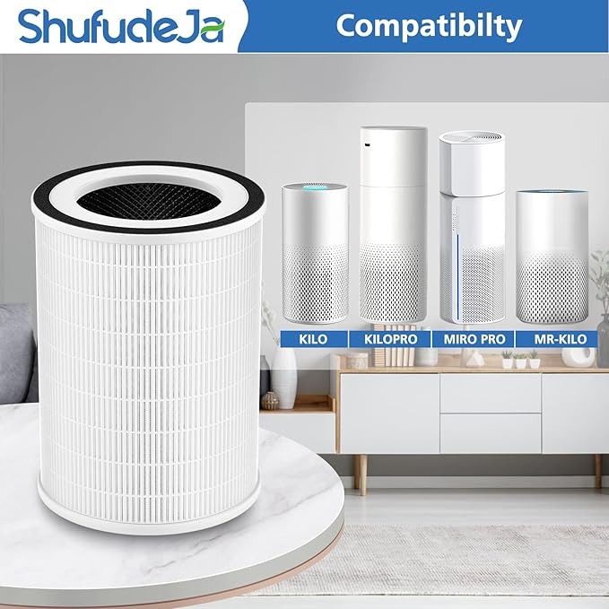 True HEPA KILO Filter For Afloia KILO, KILOPLUS, KILOPRO, MIRO, MIRO PRO and for MORENTO MR-Kilo, Kalo Air Purifier, 360° 3-Stage Filtration for Home Bedroom Large Room Odor Dust Pollen Smoke, 2 Pack - Image 9