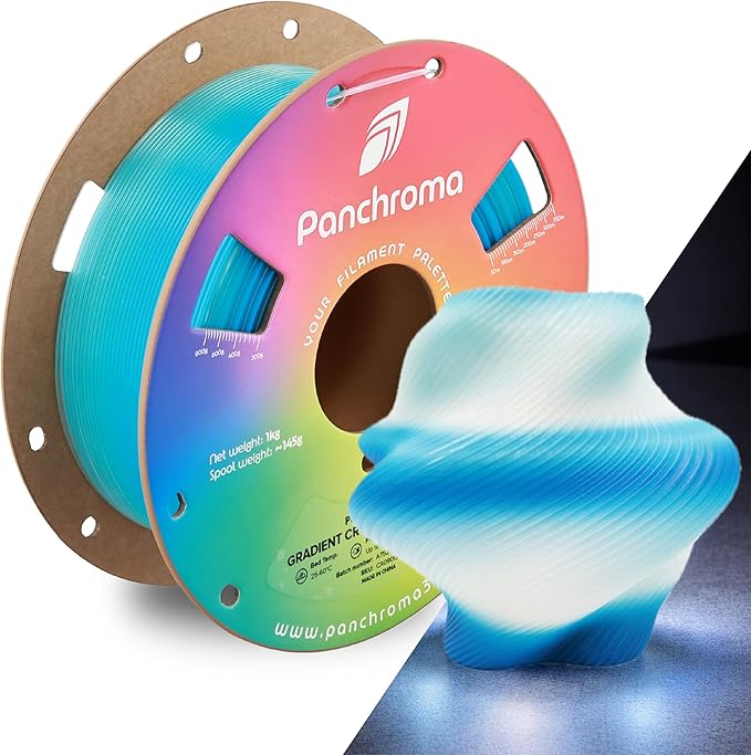 Polymaker Panchroma Gradient PLA Translucent Blue and Clear 3D Printing Filament, 1.75mm 1KG, Premium Gradient PLA, Easy to Print, AMS Compatible, Perfect for Lamp Shades, Vases, Figurines, Ornaments by Polymaker
