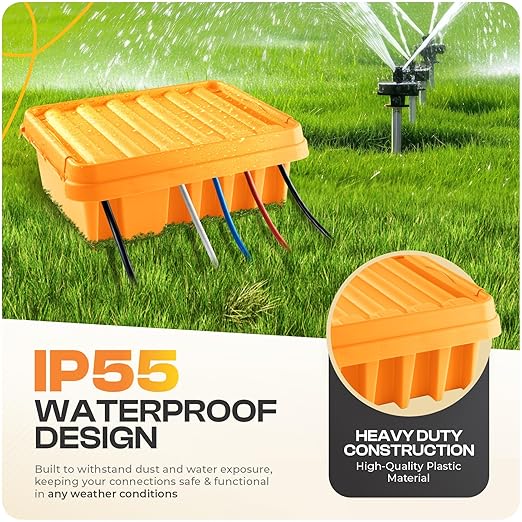 SockitBox – The Original Weatherproof Connection Box – Indoor & Outdoor Electrical Power Cord Enclosure for Timers, Extension Cables, Transformers, Power Strips, Lights, Tools & More – Medium – Orange - Image 5