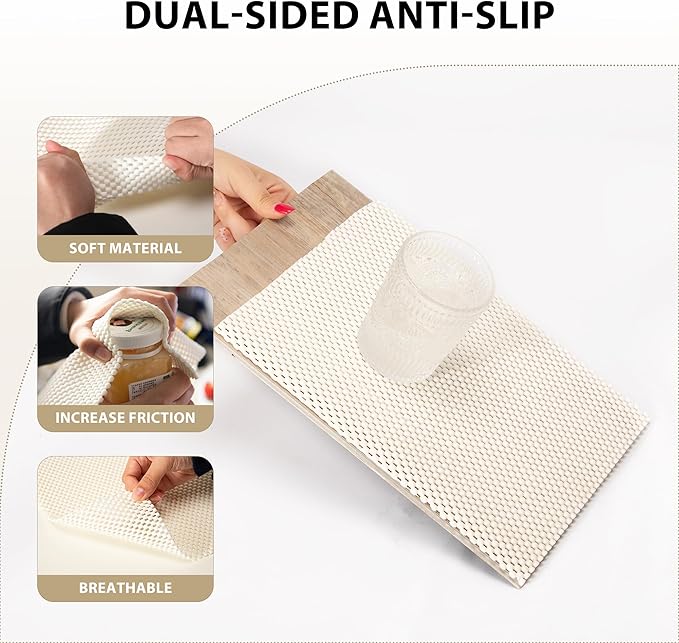 Shelf Liners for Cabinets-Drawer Liner Cabinet Liners for Shelves Kitchen,Non-Adhesive,Non-Slip,Cream White,12 x 48 inch - Image 3