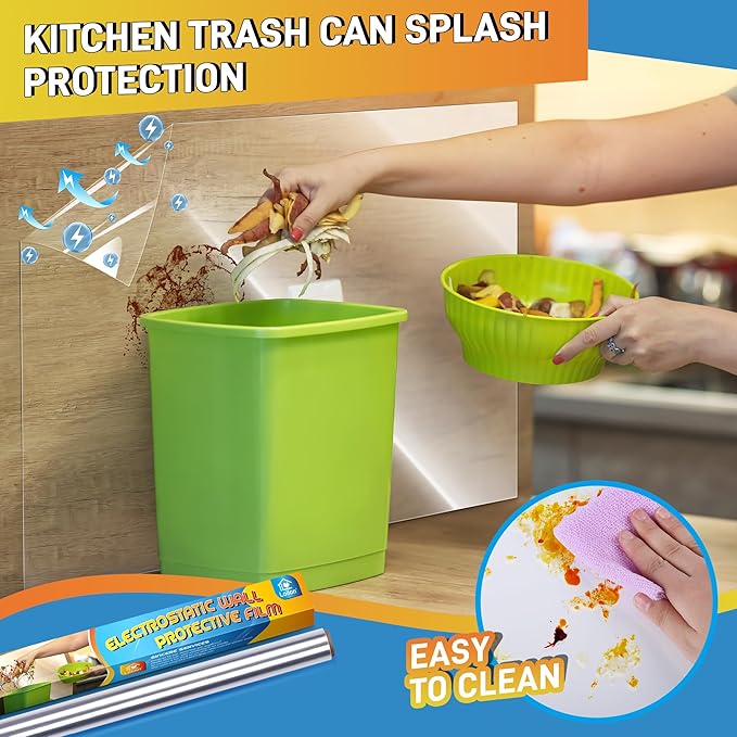 Clear Wall Protector, Electrostatic Wall Protective Film, Transparent Static Cling Plastic Stickers for Kitchen & Office from Bin, Chair Back, Furniture, Door, Dog, Cat 9.84 ft - Image 4