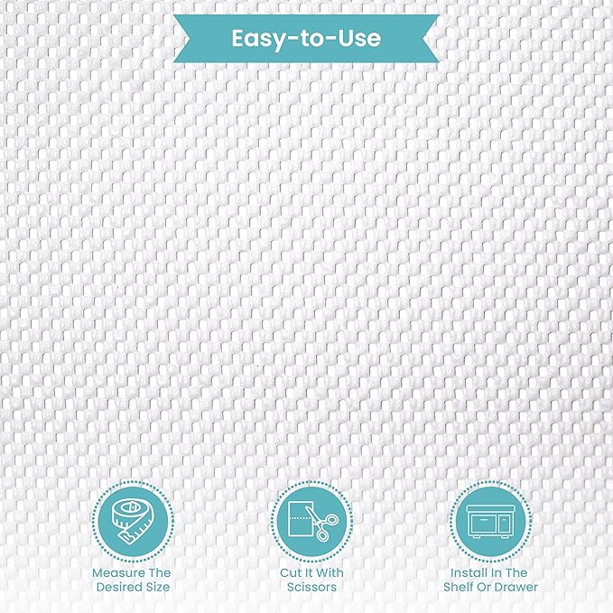 Con-Tact Brand Grip Premium Shelf Liner, Thick and Non-Adhesive Drawer Liner, Multi-Purpose and Easy to Use, 18" x 10', White, Pack of 1 - Image 7