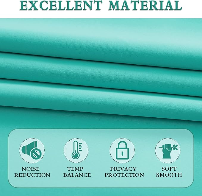 DONREN 84 Inch Turquoise Curtains Home Decoration Privacy Protection - Blackout Window Drape with Rod Pocket,Set of 2 Panels - Image 5
