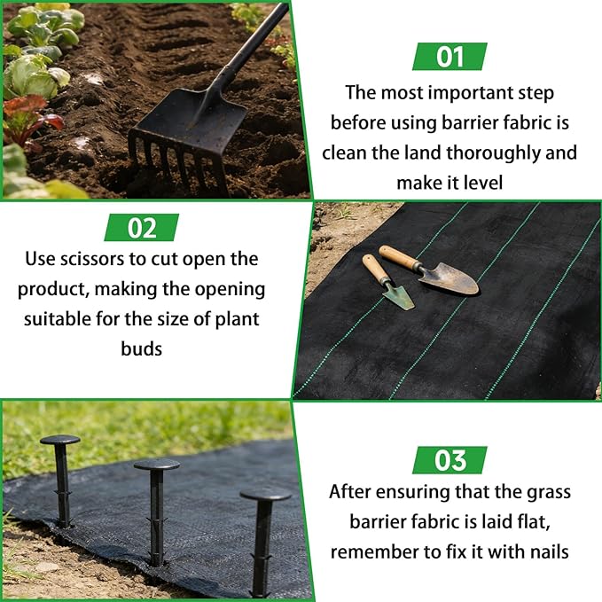 Weed Barrier Fabric Planting Cover - 3 x 150 FT Heavy Duty Landscape Fabric Ground Cover Block for Outdoor Planting - Image 7