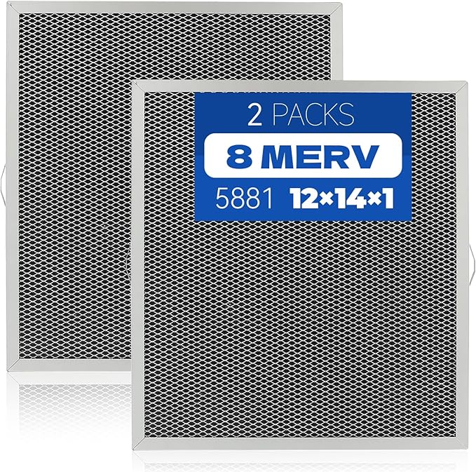 2-Packs 5881 Washable MERV 8 Dehumidifier Filter 12x14x1 Compatible with AprilAire Whole-House Models E100 E080 8192A and Dehumidifying Ventilator 8192A Replacement Filter by XFIBER