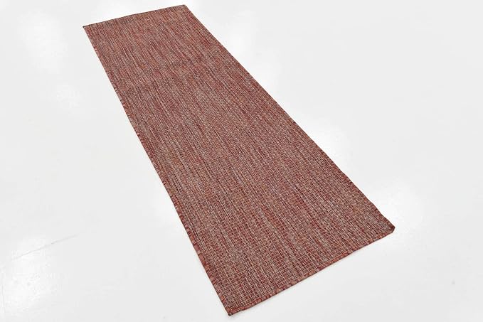 Unique Loom Collection Casual Transitional Solid Heathered Indoor/Outdoor Flatweave Area Rug (2' x 6' 1" Runner, Rust Red/Beige) - Image 5