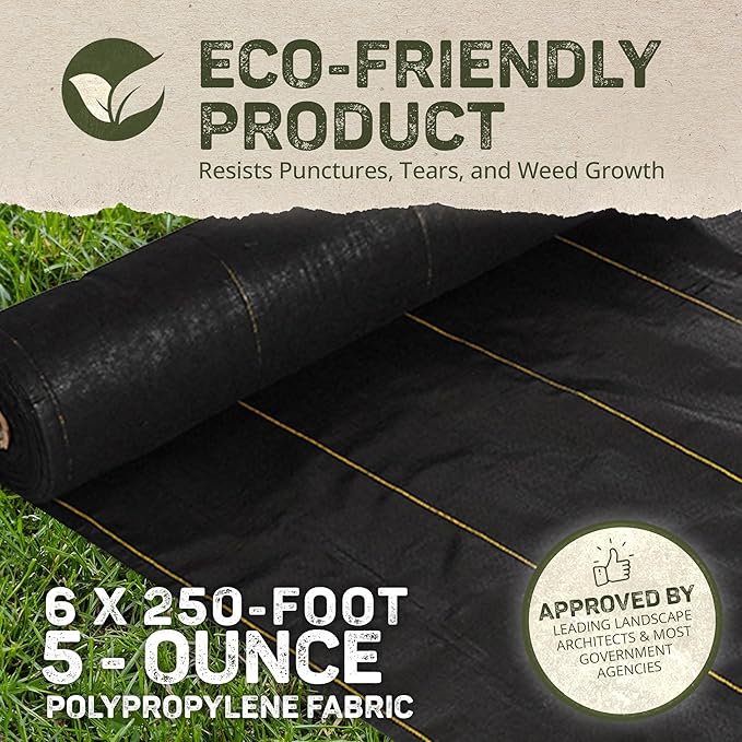 Dewitt 2-Pack Pro-5 Weed Barrier Fabric 5 oz, 6 x 250 Feet – Heavy-Duty Woven Landscape Ground Cover Mat for Raised Garden Bed, Greenhouse Gardening, Outdoor Landscaping, and Commercial Planting - Image 2
