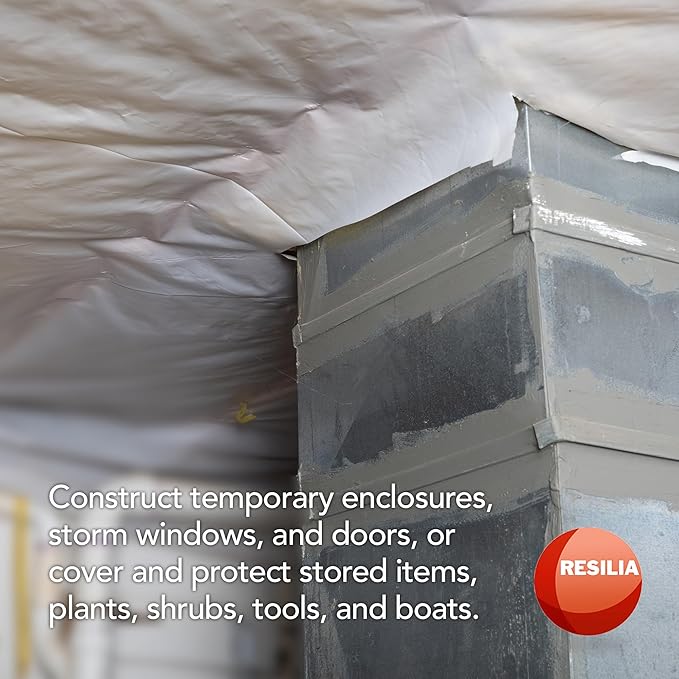 RESILIA Clear Construction Film - Heavy-Duty 4 Mil, 0.004 Inch, Indoor/Outdoor Plastic Sheeting, Drop Cloth, Moisture and Vapor Barrier for Painting, Garden, Furniture, 4' by 25' Roll, Made in USA - Image 7