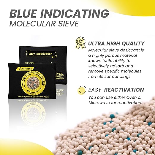 100g Reusable Molecular Sieve Desiccant Packs – Rechargeable Dehumidifier with Color Indicator for Storage, Gun Safes, Electronics, 3D Printing Filaments, Closets, Cars [3 Pack] - Image 3