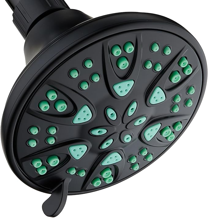 AquaDance Antimicrobial – Anti-Clog High-Pressure 6-Setting Shower Head with Microban Nozzle Protection from Growth of Mold, Mildew & Bacteria for Stronger Shower! 4" Coral Green by AquaDance