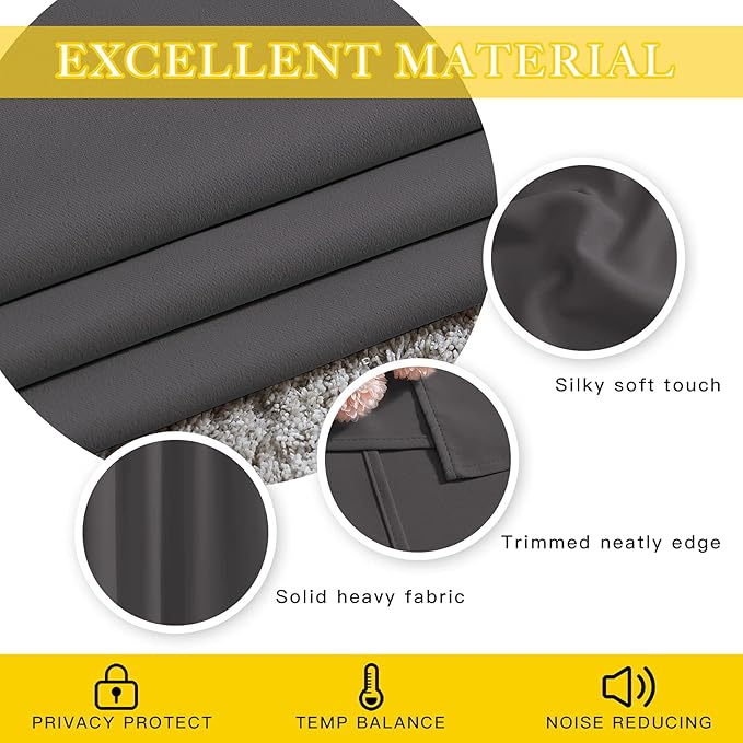 NICETOWN Blackout 102 inch Curtains for Sliding Glass Door, Grommet Thermal Insulated Room Darkening Window Treatment Sound Reducing Drapes for Room Divider, Gray, W80 x L102, 1 Panel - Image 5