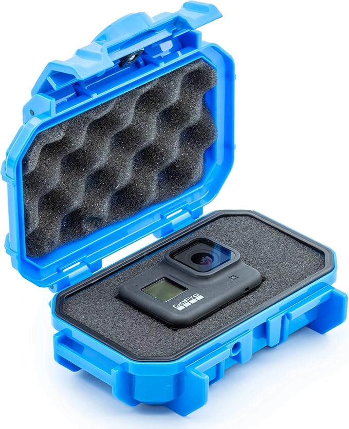Evergreen 52 Dry Box Protective Case with Pick & Pluck Foam - Travel Safe/Mil Spec/Waterproof/USA Made - for Pistols, Cameras, Phones, Camping, Fishing, Hiking, Traveling, Water Sports, Knives (Blue) by EvergreenCases