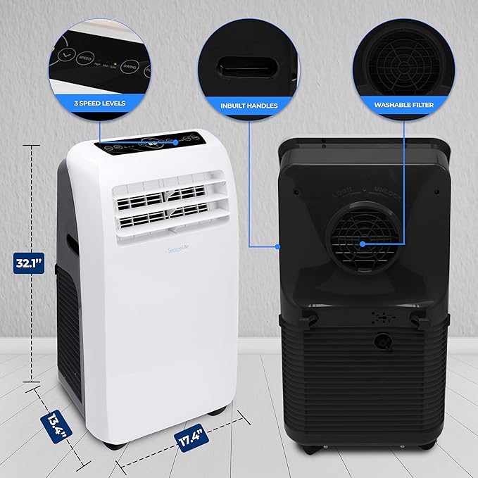SereneLife Small Air Conditioner Portable 10,000 BTU with Built-in Dehumidifier - Portable AC unit for rooms up to 450 sq ft - Remote Control, Window Mount Exhaust Kit - Image 6