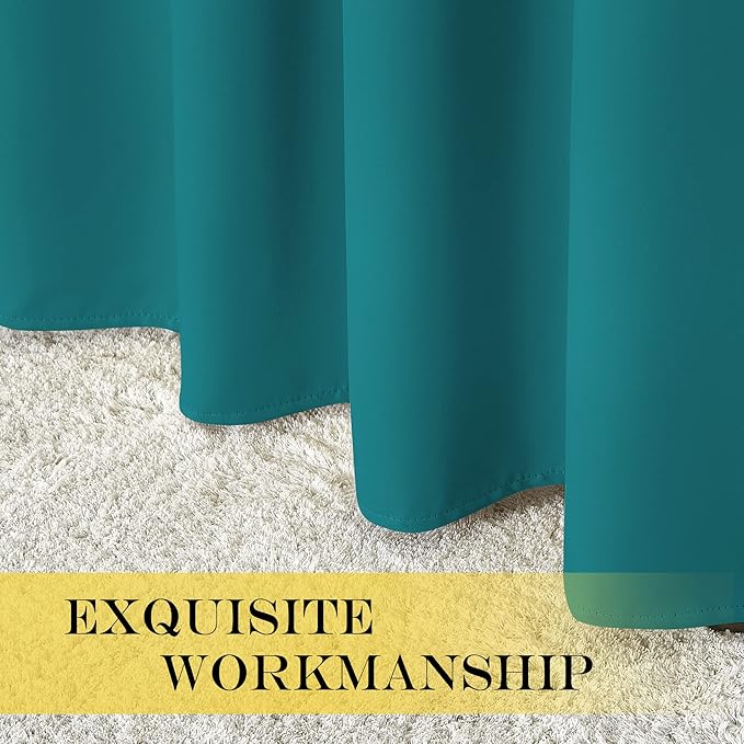 NICETOWN Room Darkening Short Curtain 54 inches Long for Living Room, Grommet Sound Reducing Thermal Insulated Curtains for Bedroom Nursery Window, 46W x 54L, 1 Piece, Peacock Teal - Image 5