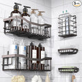 EUDELE 5-Pack Rustproof Stainless Steel Shower Caddy Set– No Drill Adhesive Bathroom Organizer, Space-Saving Shower Shelves for Apartment Essentials, Bathroom/Kitchen Storage Home Decor-L Size by EUDELE