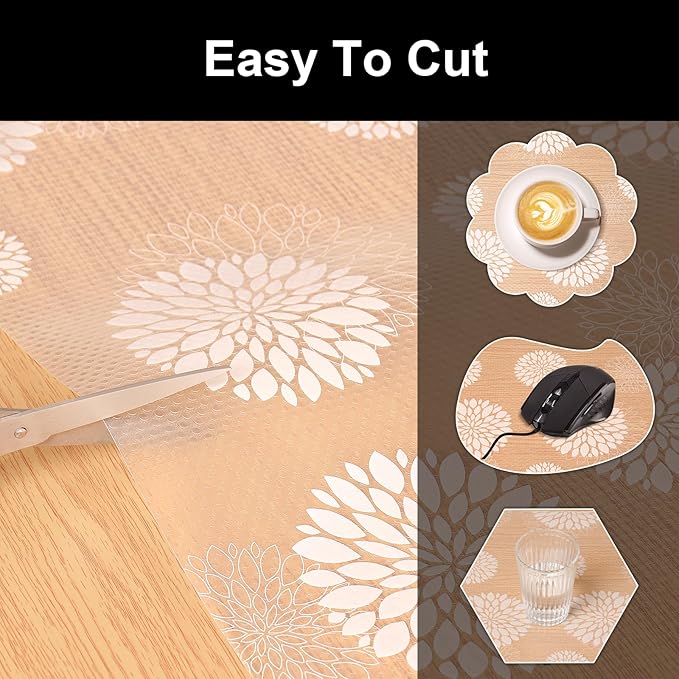 Cooyes Shelf Liners for Kitchen Cabinets Waterproof & Oil-Proof Kitchen Cupboard Mats Non-Slip Drawer Mats EVA Material Non Adhesive Fridge Liner for Shelves（17.5" W x 360" L） - Image 6
