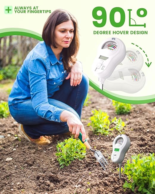6-in-1 Soil Moisture Meter with 3 Probes, PH/Sunlight/Soil Moisture/Fertility with 3 Removable Probe, Digital Air Temp/Humidity, Soil Tester for Garden, Lawn, Indoor and Outdoor Plants - Image 4