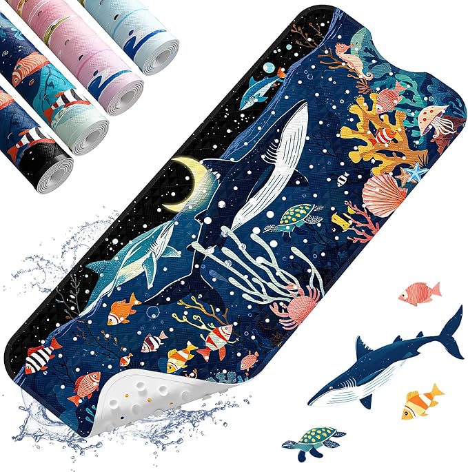 XIYUNTE Baby Bath Mat for Tub Non Slip Kids Bath Mat - 40"x16" Extra Long Bathtub Mat Non Slip Kids, Eco-Friendly Toddler Bath Mats with Suction Cups for Secure Grip, Easy to Clean & Easy Drying by XIYUNTE