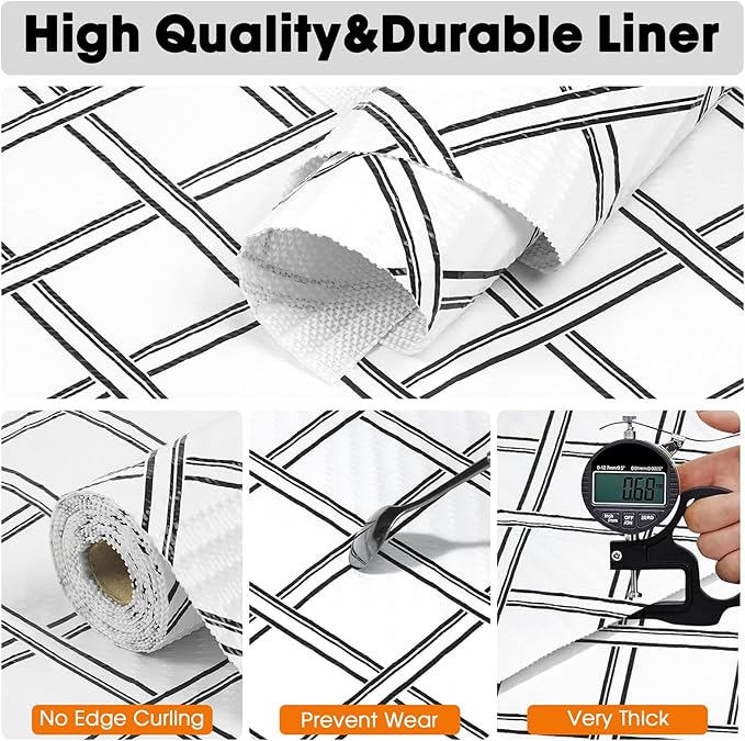 Drawer and Shelf Liner for Kitchen Cabinets Non-Adhesive, Non-Slip Cabinet Liner Shelf Paper Strong Grip Waterproof Easy to Clean for Kitchen Shelves Cupboard,Geometric,12IN X 10FT - Image 5